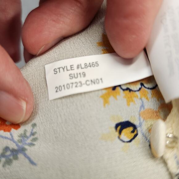 MADEWELL Carmelina Blouse Top WNS 10 Cream Yellow Floral Sheer Cottagecore NEW - Picture 8 of 12